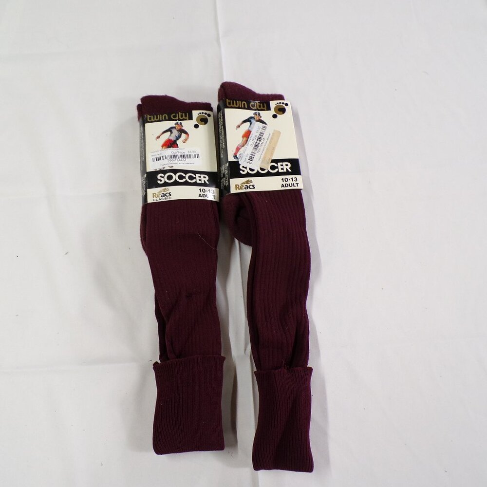 TWO PAIR OF TWIN CITY SOCCOR SOCKS ( MAROON)